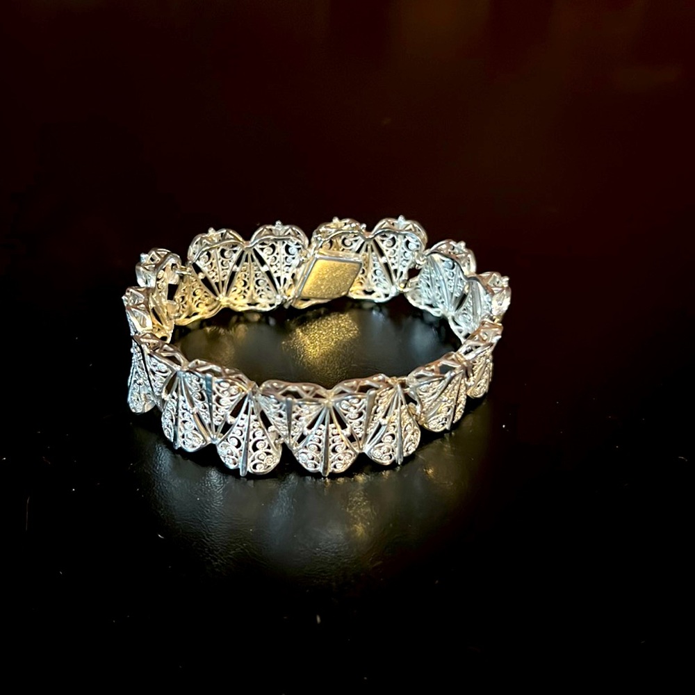 Vintage filigree 800 silver link  bracelet